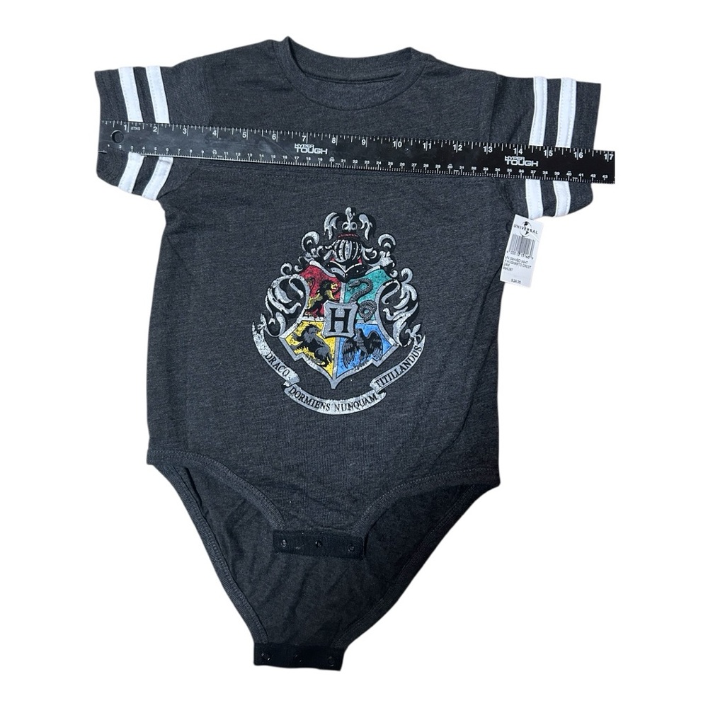 Hogwarts Grey Kids Size 24 Months Onesie Wizarding World Harry Potter Grey White